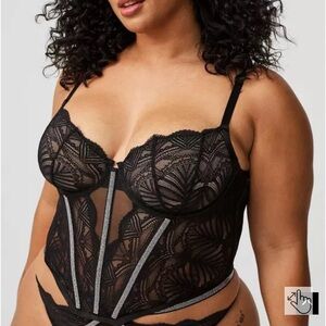 Diamanté Lace Half Cup Underwire Bustier Torrid Size 6